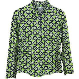 Ibkul 1/4 Zip Pullover Sz S Golf UPF50 Outdoor Performance Green Blue Pickleball